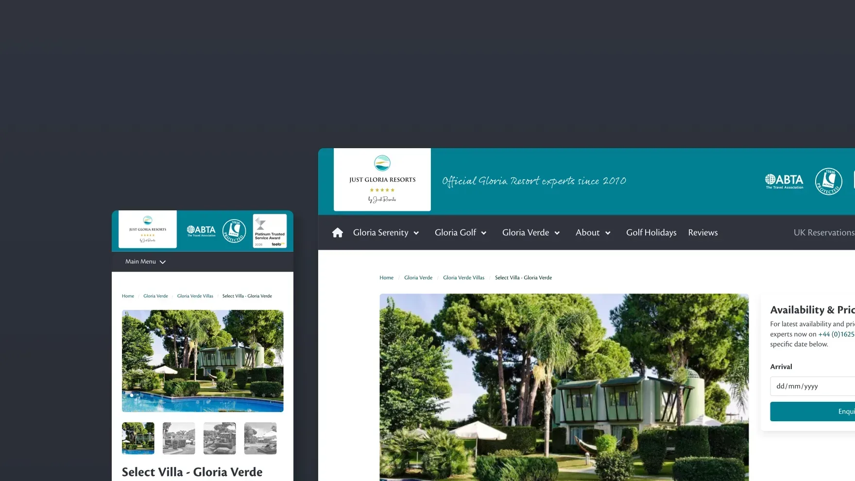 Just Gloria Resorts screens